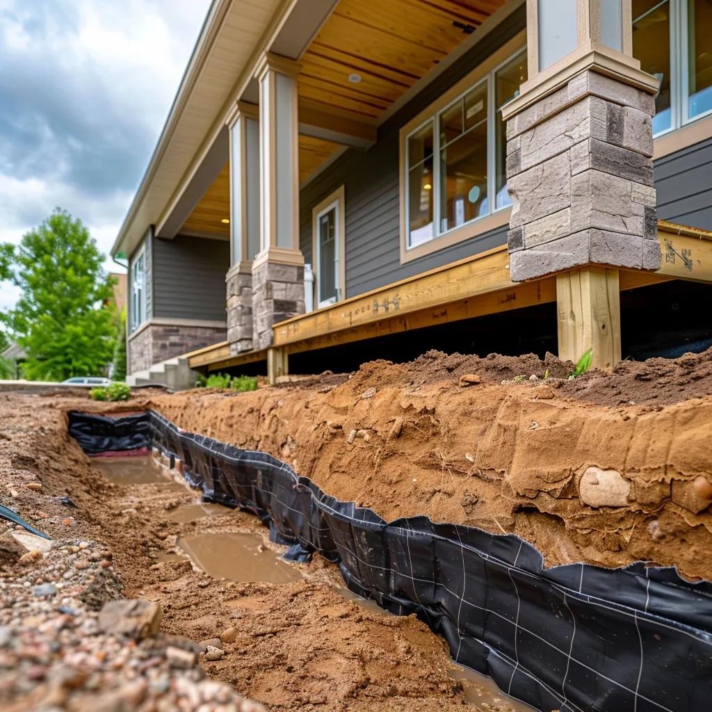 Exterior waterproofing methods applied to a Minneapolis home foundation