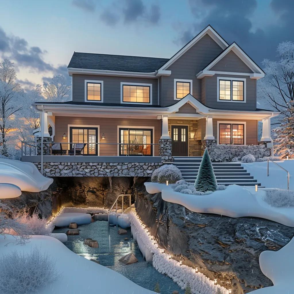 Minneapolis home with effective exterior waterproofing system visible, showcasing foundation protection against water damage