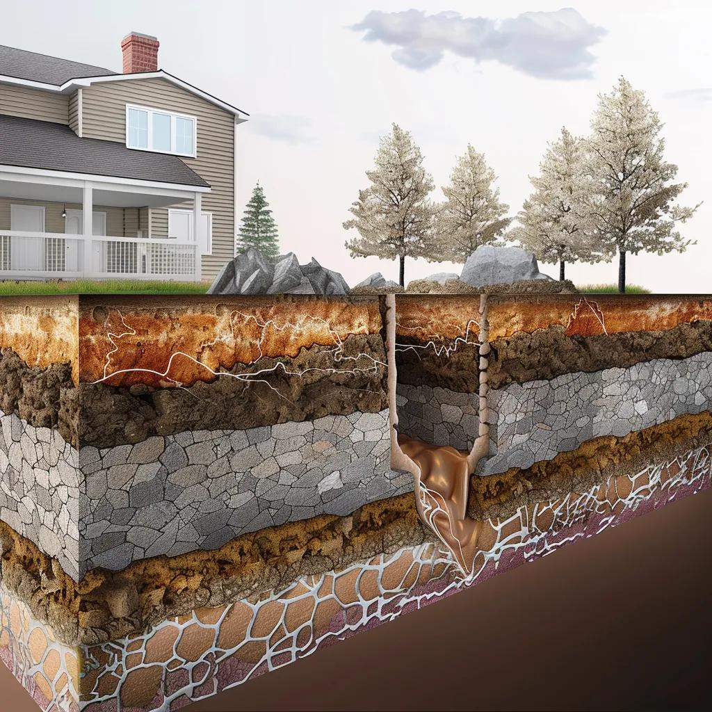 Diagram showing how freeze‑thaw cycles and clay soil stress foundation walls